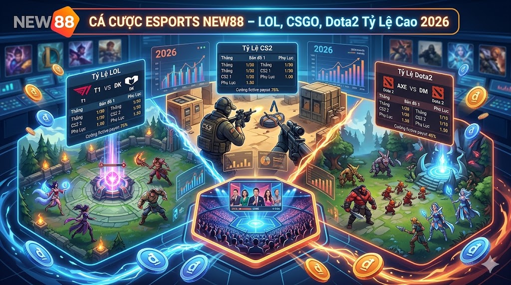 Cá cược eSports NEW88 LOL CSGO Dota2 tỷ lệ cao 2026